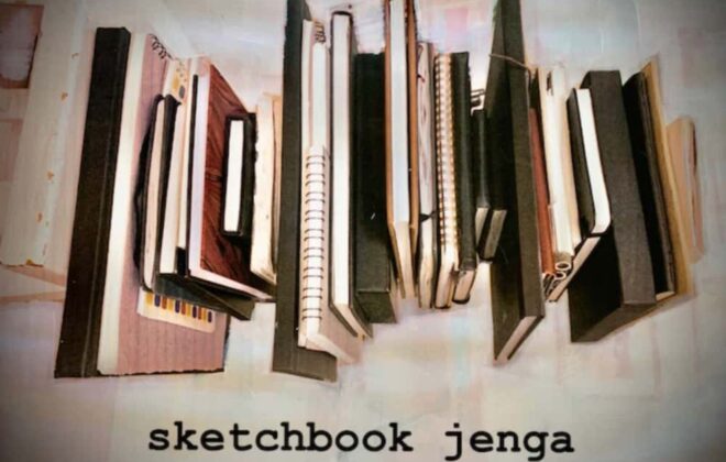A pile of seketchbooks - a great way to develop your art during a lockdown