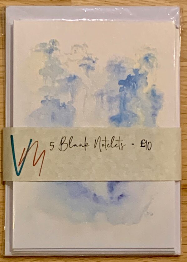 Packs of 5 notelets printed with images from original watercolours by Vandy Massey - Image: At Dawn