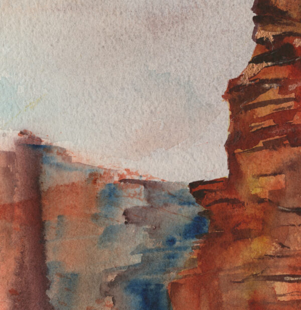 The Edge by Vandy Massey. 76 x 58 cm. Watercolour on hand made Two Rivers Paper. Detail 1