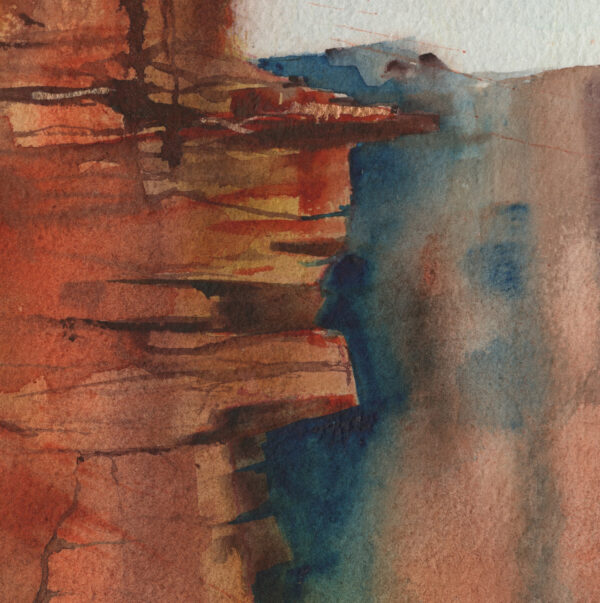 The Edge by Vandy Massey. 76 x 58 cm. Watercolour on hand made Two Rivers Paper. Detail 2