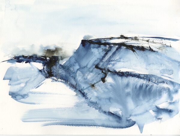 Tregardock Blue by Vandy Massey. 33 x 43 cm. Mixed media on paper