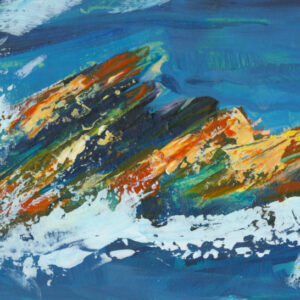 Trebarwith Surf by Vandy Massey. 44 x 28.5 cm. Acrylic on Board Detail 1
