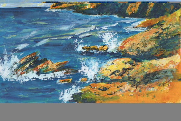 Trebarwith Surf by Vandy Massey. 44 x 28.5 cm. Acrylic on Board