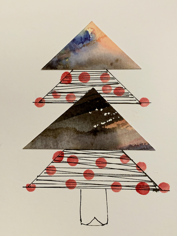 Watercolour Christmas card designs tree 1