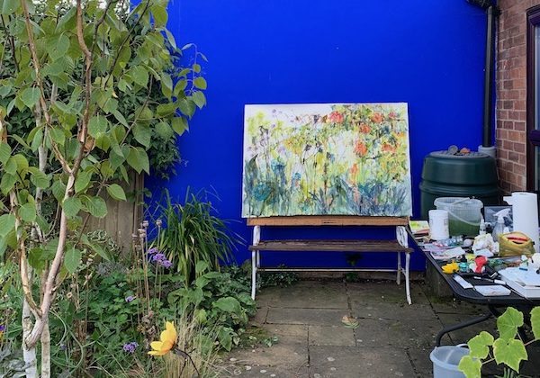 Painting together in garden-based workshops