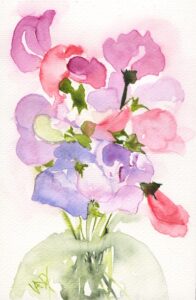 Sweet pea watercolour painting