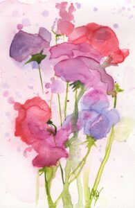 Purples and Pinks - Sweet pea watercolour painting