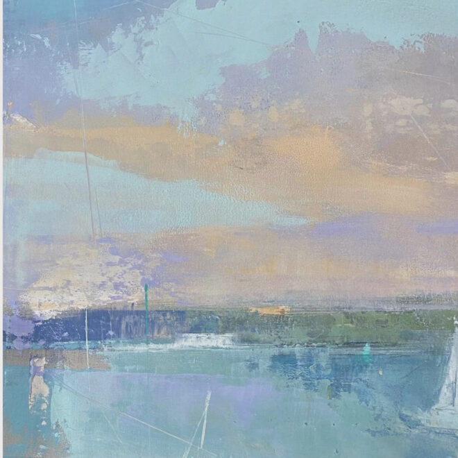 Oil and cold wax landscape painting by Nicki Heenan