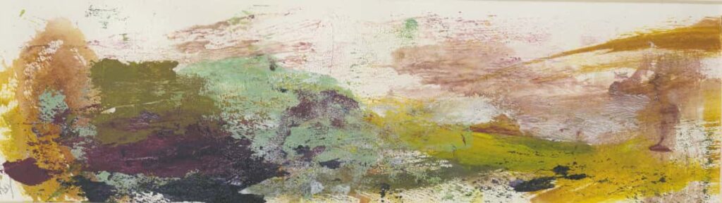 VMM00029 The Primitive World 1200x333 A Primitive World - acrylic painting of an abstracted landscape