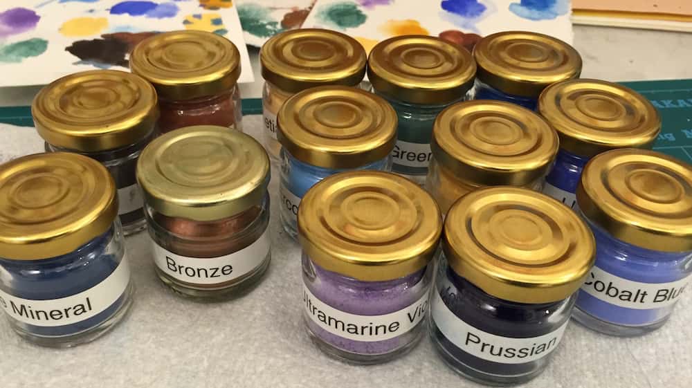 Pigment stored in jars