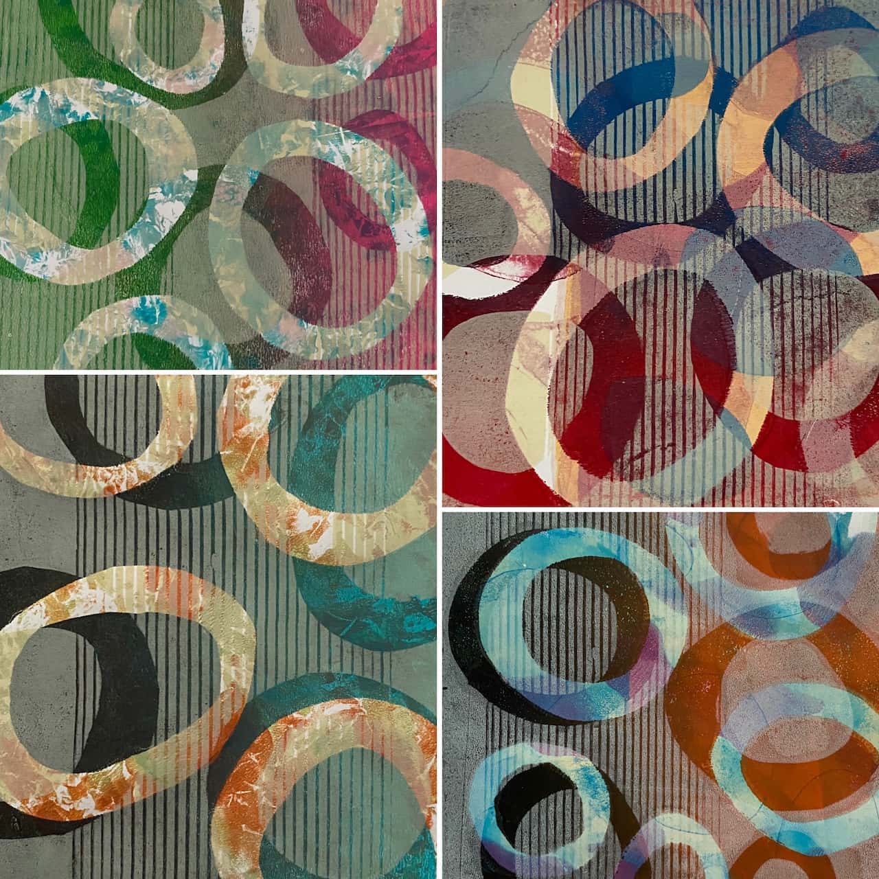 Circles gel print by Carol Pairaudeau