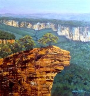 Blazer Point Lookout. Blue Mountains. Acrylic Painting by Georgia Mansur