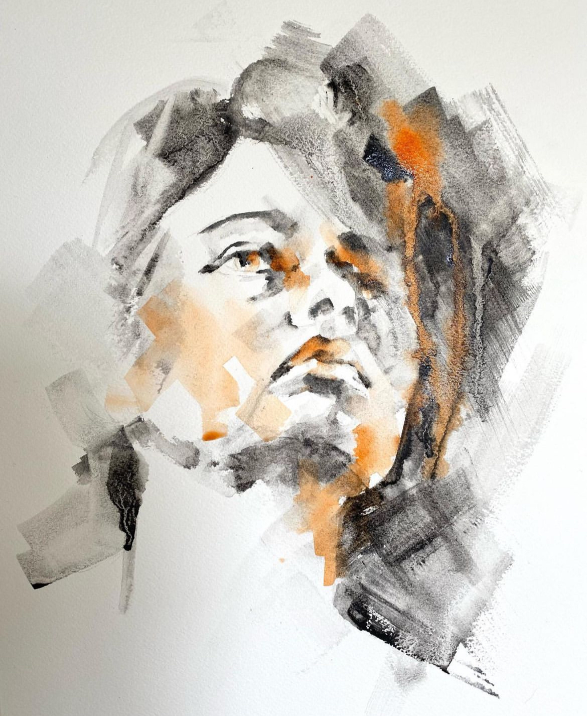Stephie Butler Liquid Charcoal and watercolour Portrait