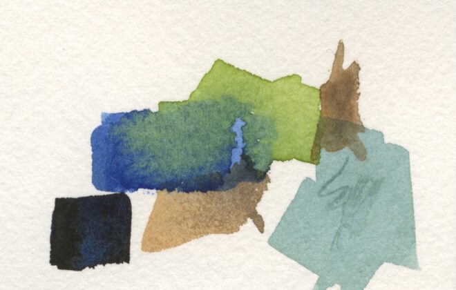 Making watercolour paper - paint swatches on a sheet of watercolour paper