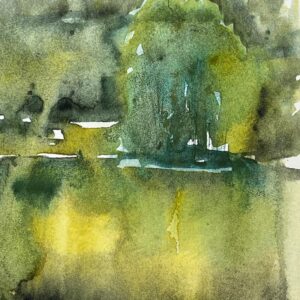 Swimming in a hidden lake - small watercolour