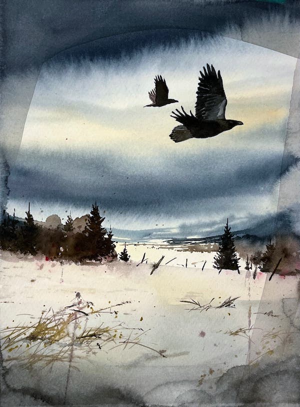 Bjorn Bernstrom watercolour workshop ravens