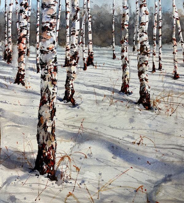 Bjorn Bernstrom watercolour workshop Birch trees