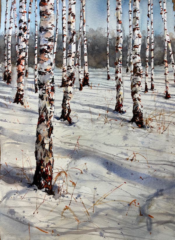 Bjorn Bernstrom watercolour workshop Birch trees