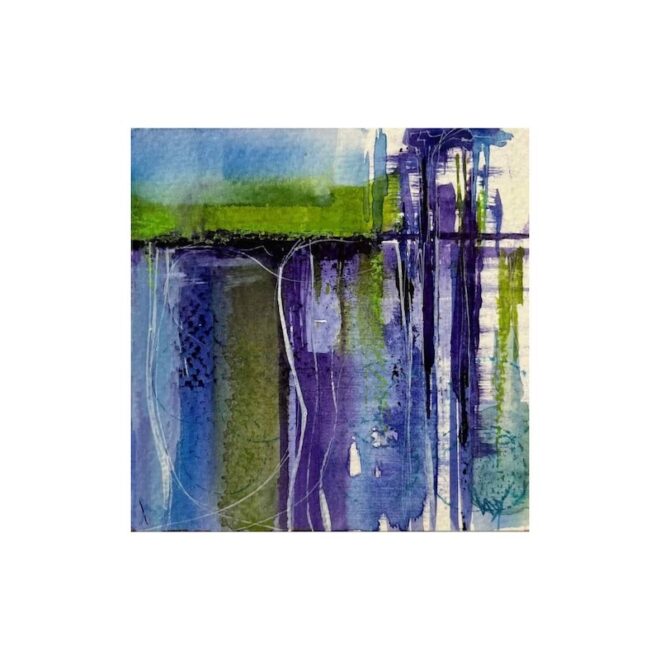 Oasis. Small abstract landscape in watercolour