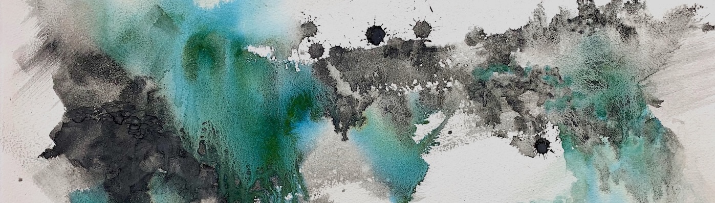 Liquid charcoal and watercolour painting detail